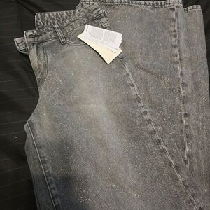 Guess Womens Wide Leg Sparkling Gray Jeans